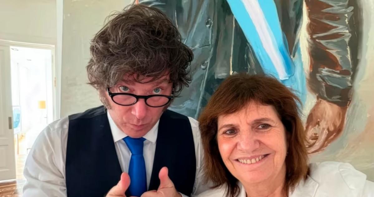 El presidente Javier Milei y la senadora Patricia Bullrich