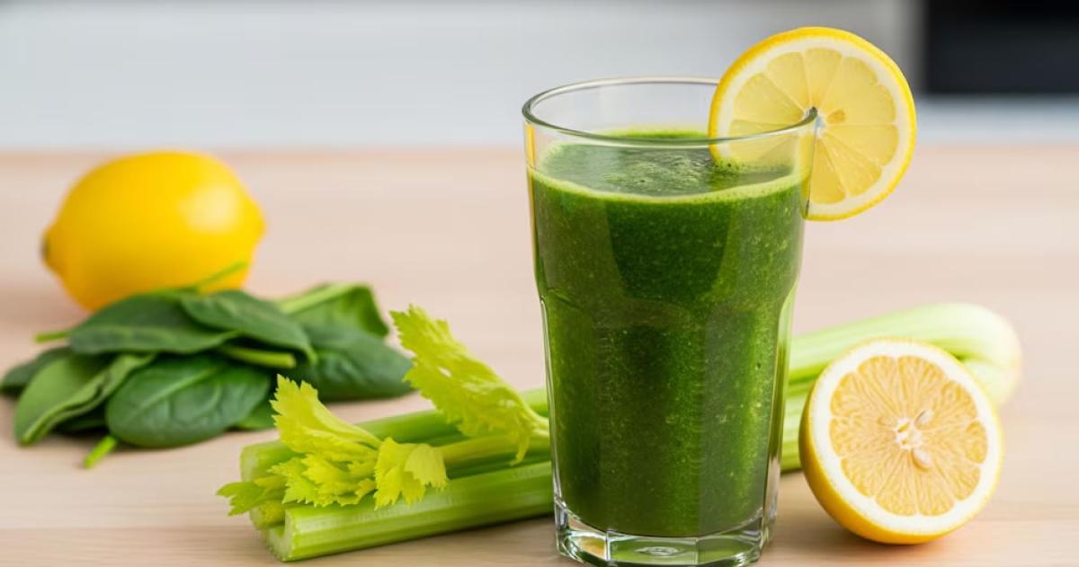 El jugo verde elaborado con espinaca apio limón y otros vegetales frescos aporta antioxidantes vitaminas y fibra que pueden contribuir al funcionamiento normal del hígado y favorecer la digestión