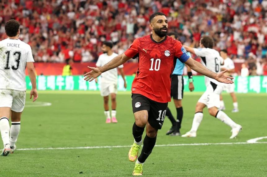 Salah celebra su gol ante Nueva Zelanda