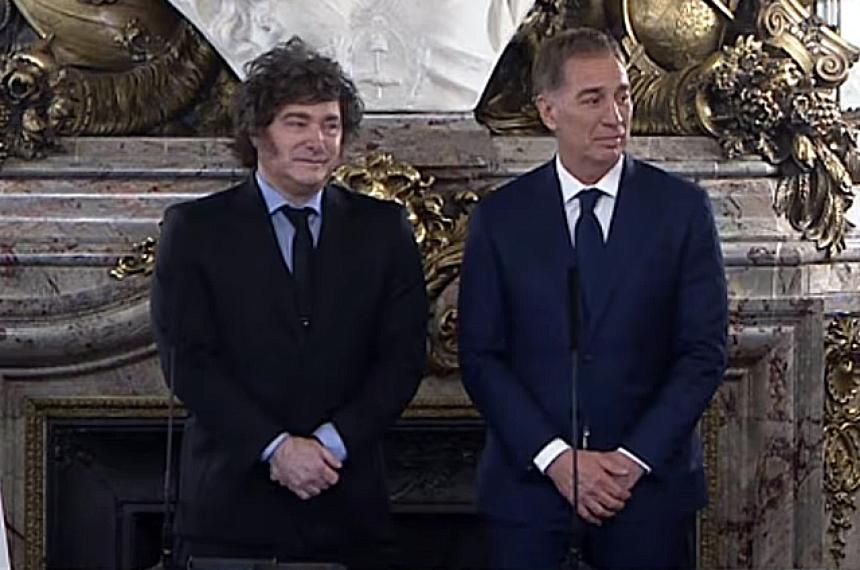 Javier Milei junto a Diego Santilli nuevo jefe de Gabinete