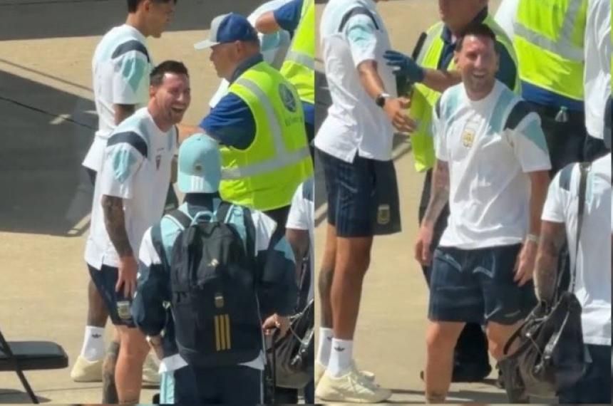 Lionel Messi estalla en carcajadas al ver el magiclick que los controles le retuvieron a Cuti Romero