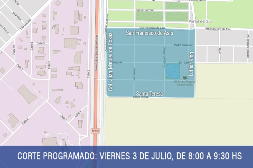 La zona del corte de CPETel este viernes 3 de junio