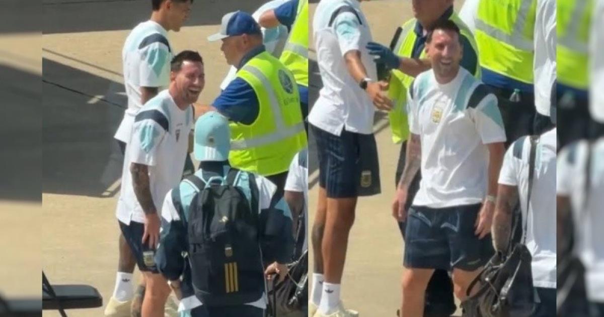 Lionel Messi estalla en carcajadas al ver el magiclick que los controles le retuvieron a Cuti Romero