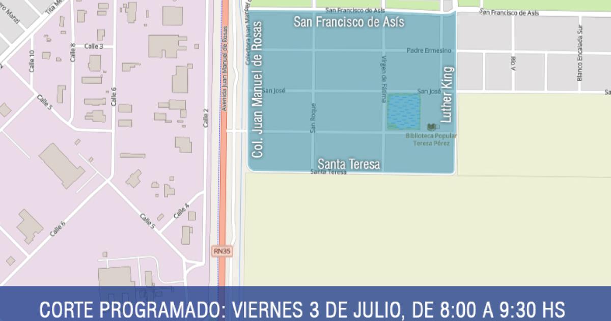 La zona del corte de CPETel este viernes 3 de junio