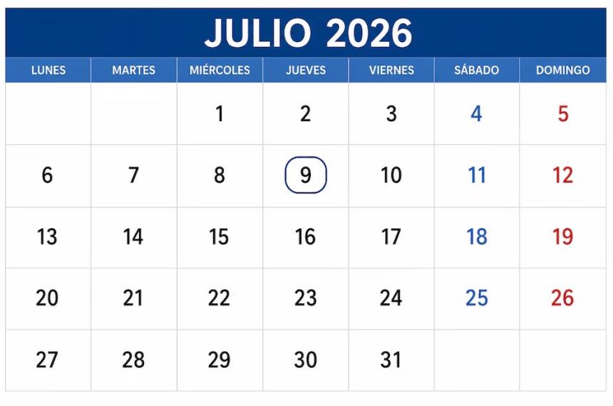 Este año el 9 de julio cae jueves