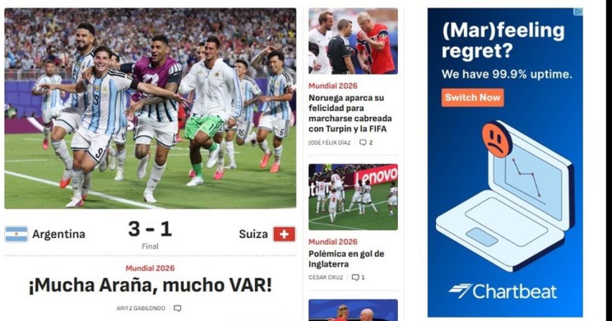 El diario As expresando la tirria española contra la Selección