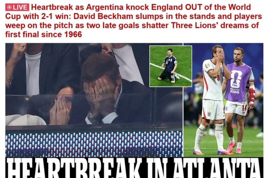 El Daily Mail habló de Corazones rotos con David Beckham en la tapa