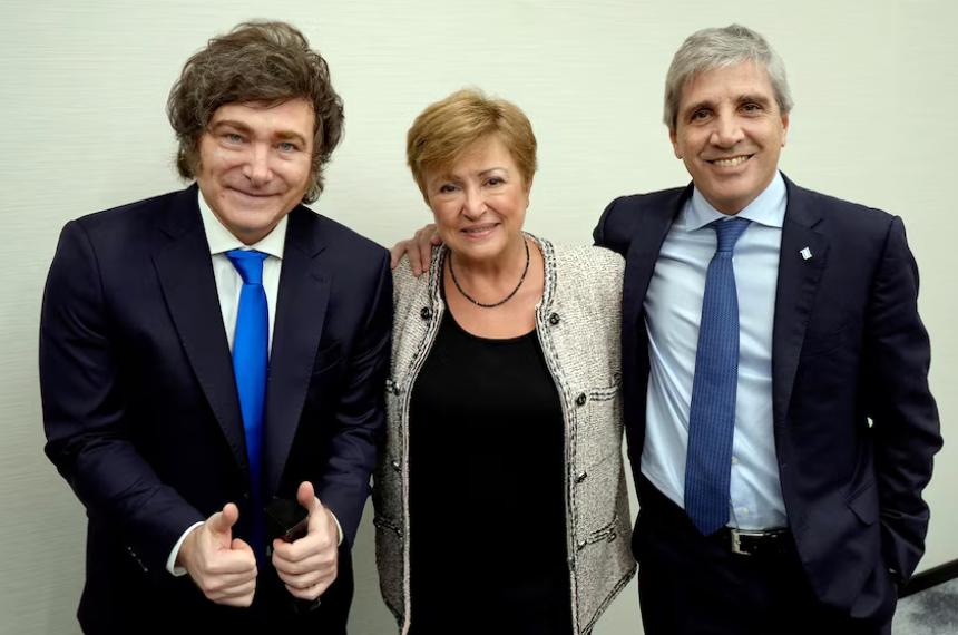 Javier Milei Kristalina Georgieva y Luis Caputo