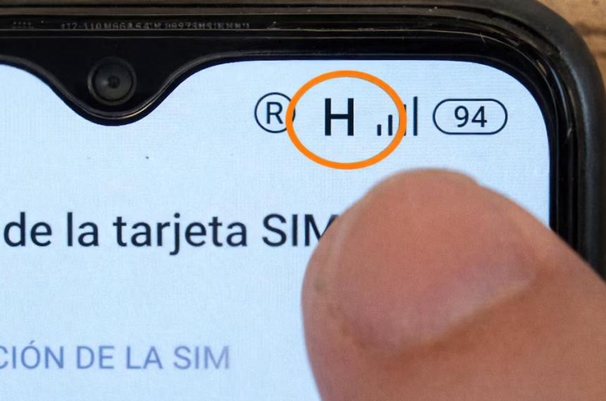 El símbolo H y el 4G indican el tipo de red móvil a la que el celular est� conectado en ese momento