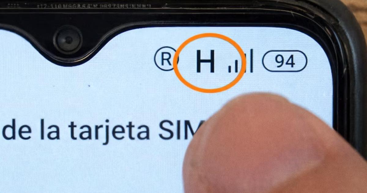 El símbolo H y el 4G indican el tipo de red móvil a la que el celular est� conectado en ese momento
