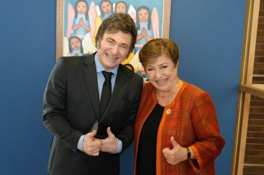 El presidente junto a la directora general del FMI