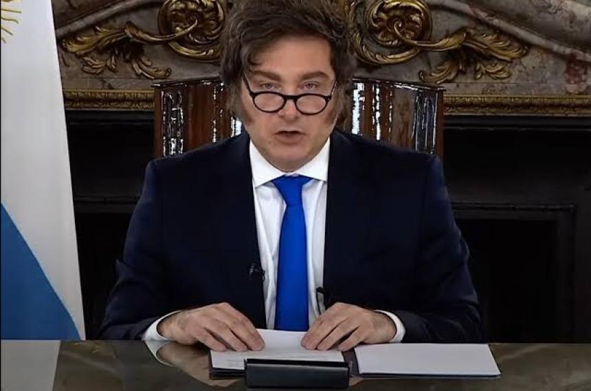 El presidente Javier Milei desde el Salón Blanco