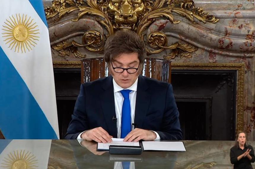 Javier Milei anunció por cadena nacional el envío al Congreso de la reforma de la Carta Org�nica del Banco Central y aseguró que busca terminar con el financiamiento del gasto p�blico mediante emisión monetaria