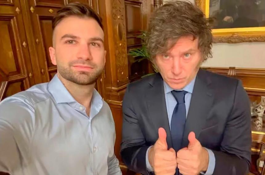 Mauricio Novelli junto al presidente Javier Milei en la Casa Rosada