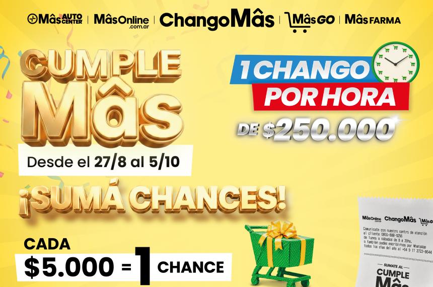 La suerte puede encontrarte en el CumpleMâs de ChangoMâs