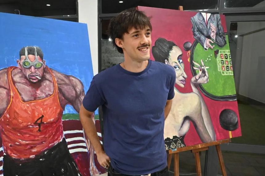 Gregorio Zanardi durante una de sus exposiciones en Realicó