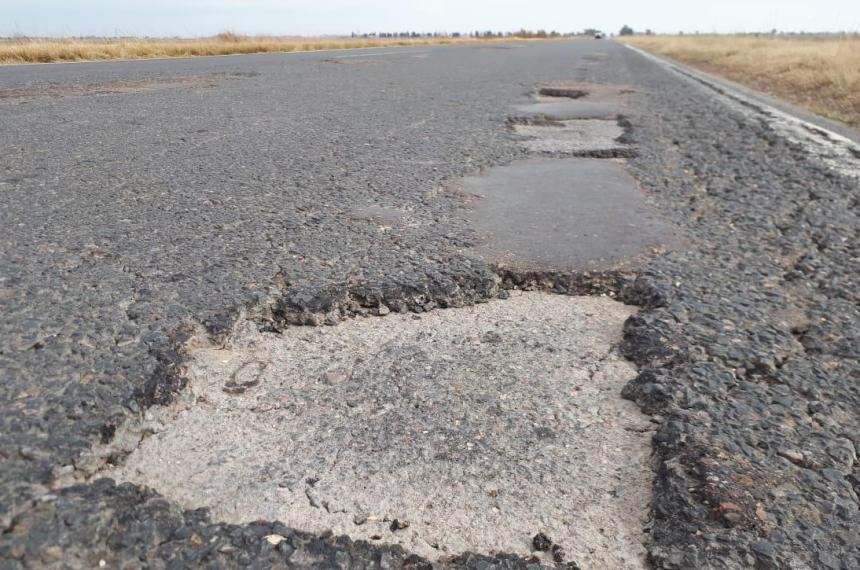 El deteriorado tramo pampeano de la Ruta Nacional 151