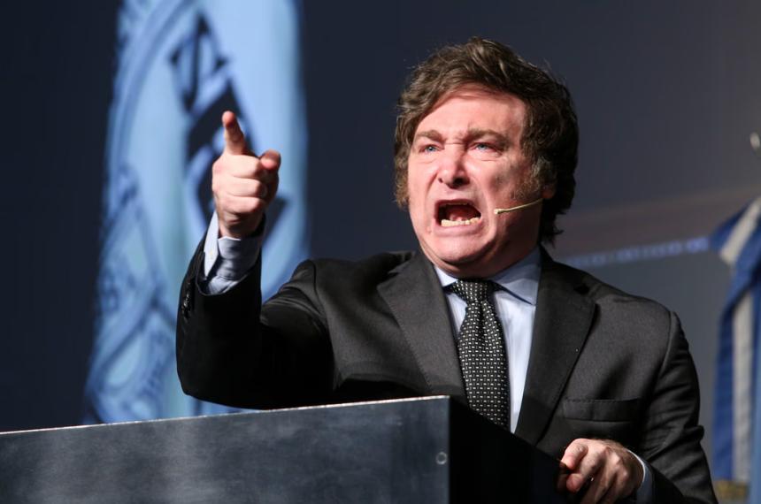 El presidente Javier Milei durante la cadena nacional por la cuestión de Malvinas