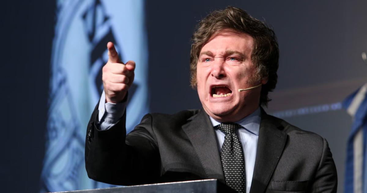 El presidente Javier Milei durante la cadena nacional por la cuestión de Malvinas