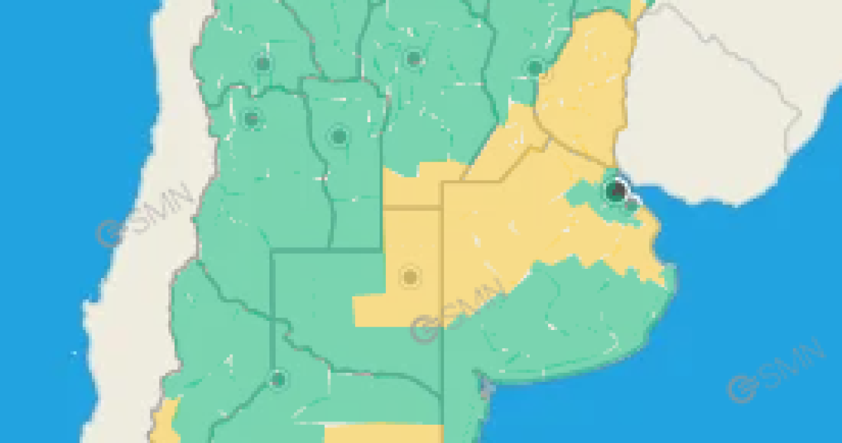 El alerta incluye la zona centro y norte de la provincia