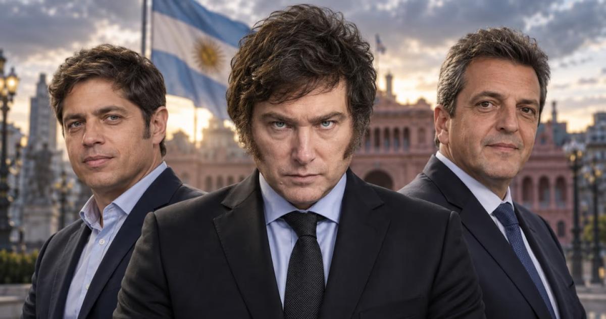Axel Kicillof Javier Milei y Sergio Massa medidos en intención de voto en una nueva encuesta nacional