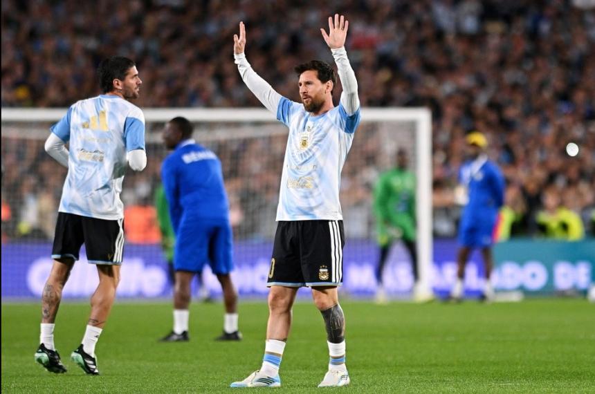 Messi en el precalentamiento