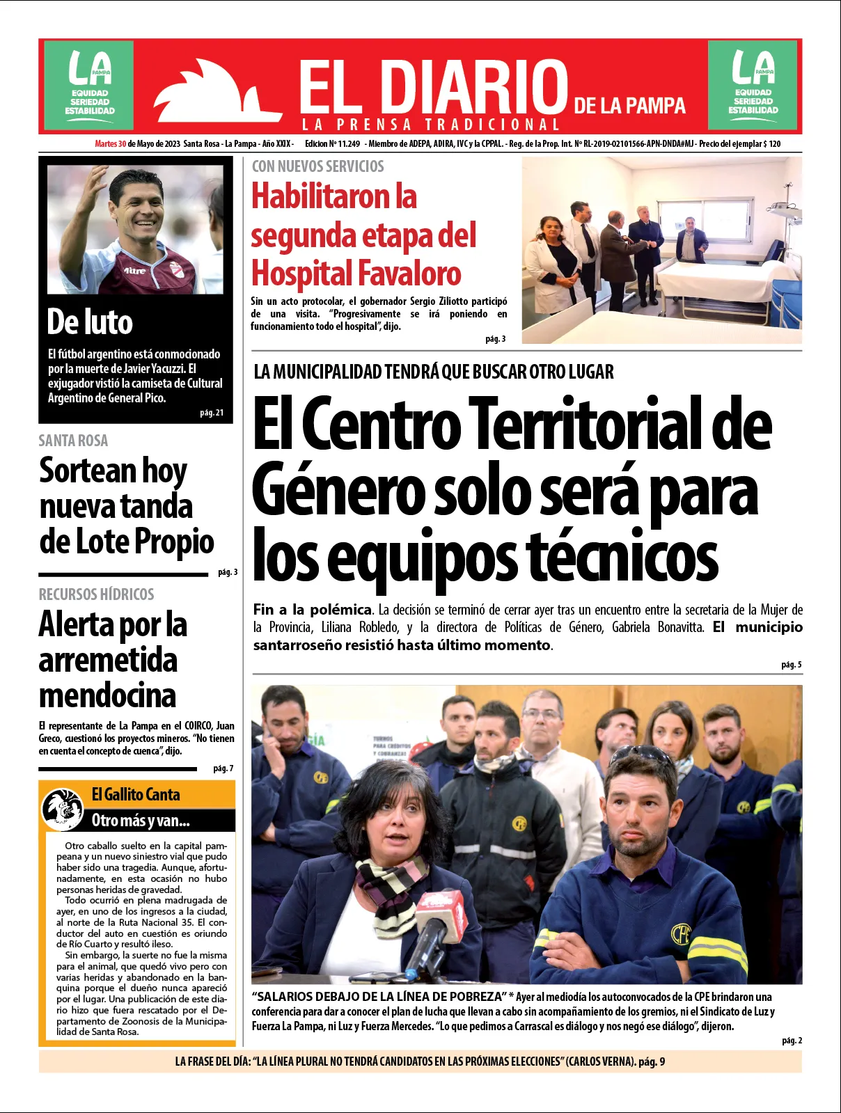 Tapa de El Diario en papel martes 30 de mayo de 2023 :: El Diario de La ...