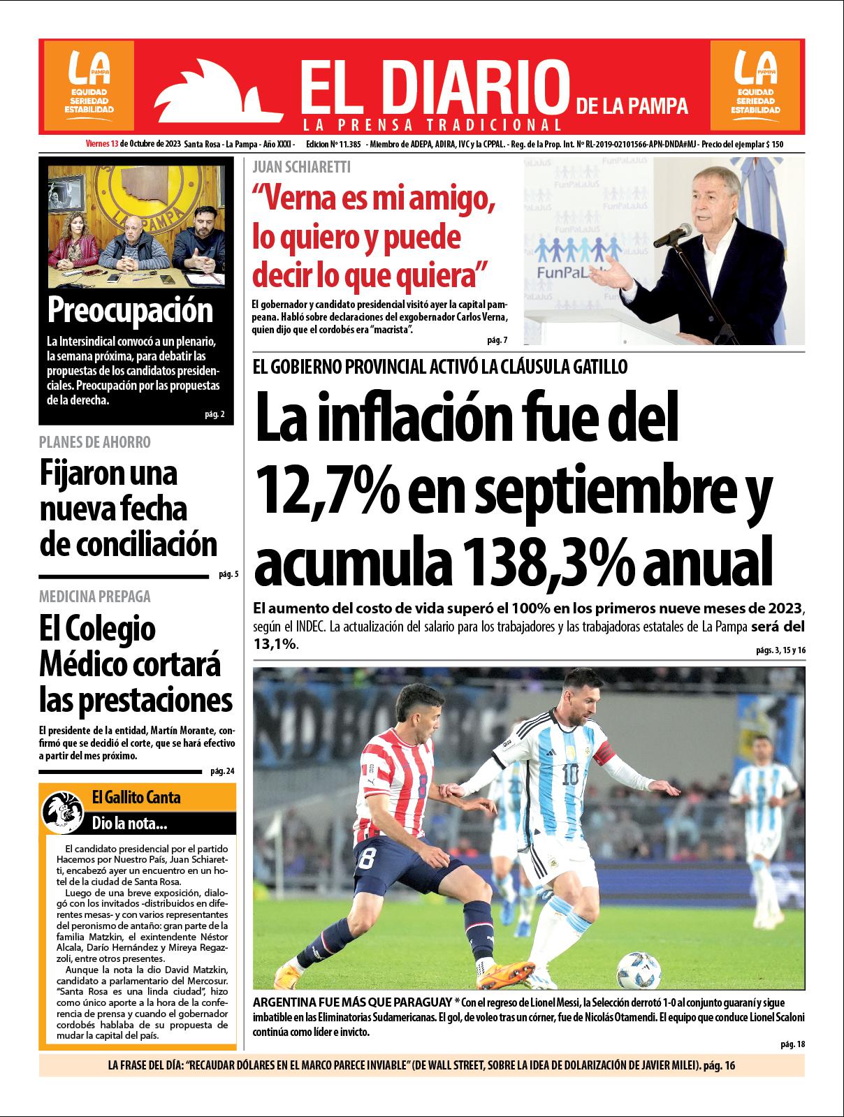 tapa-de-el-diario-en-papel-viernes-13-de-octubre-de-2023-el-diario